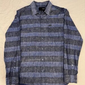 Hurley Blue Shirt Mens Size  Large Striped Button Up LS Classic